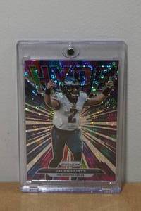 lot 44 image: 2021 Panini Prizm Jalen Hurts Hype No Huddle Prizm Football Card