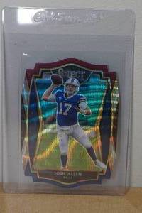 lot 56 image: 2020 Panini Select Josh Allen Die-Cut Tri-Color Prizm Football Card