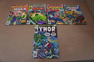 lot 108 image: 5 Marvel Comic Books - Thor, Hulk, Luke Cage, Power Man