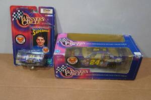 lot 144 image: Winners Circle Jeff Gordon 164 & 124 Scale Stock Car Replicas - Superman