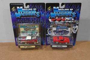 lot 155 image: 2 Muscle Machines 164 Scale Replicas -57 Chevy & 66 GTO
