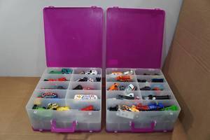 lot 160 image: 2 Storage Cases with Assorted Cars