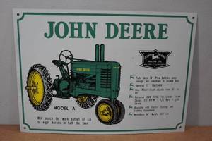 lot 175 image: John Deere Model A Metal Sign