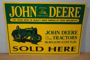 lot 176 image: John Deere Sold Here Raised Metal Sign