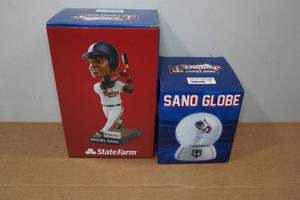 lot 216 image: Minnesota Twins Miguel Sano Bobblehead and Sano Globe