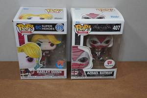 lot 239 image: 2 Funko Pop Vinyl Figures - Harley Quinn & Azrael Batman