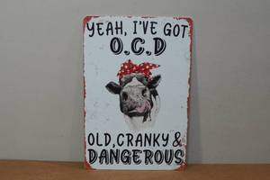 lot 282 image: Novelty Metal Sign - Old, Cranky & Dangerous