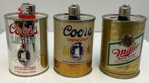 lot 14 image: Vintage Miniature Coors, Coors light & Miller Table Lighters 2 34