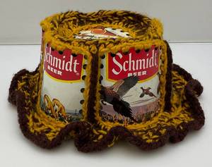 lot 15 image: Vintage Handmade Schmidt Beer Can Hat (VERY COOL)