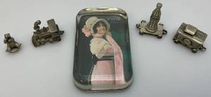 lot 38 image: Vintage Glass Coca-Cola Paperweight & Minature Pewter Train