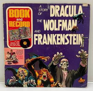lot 60 image: 1960s-70s Dracula, Wolfman & Frankenstein Book & Record Set Nice Condition