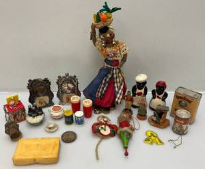 lot 98 image: Misc. Vintage Miniature Collectibles Including Aunt Jemima Salt & Pepper Shakers & More