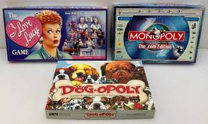lot 105 image: Misc. Pre-owned Board Games Including I Love Lucy, Dog Opoly & Monopoly The .Com Edition