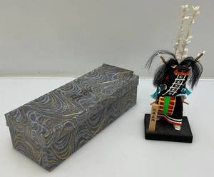lot 143 image: Vintage 8 12 Tall Traditional Japanese Ushioni Festival Wooden Handcarved Figurine In Orginal Box