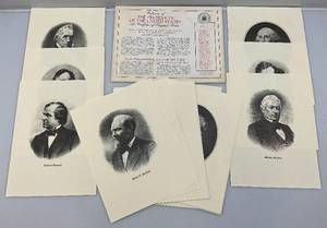 lot 155 image: 1960-70s Portraits Of Presidents Of The United States Reproductions Of The Steel Engravings With Origianl Envelope