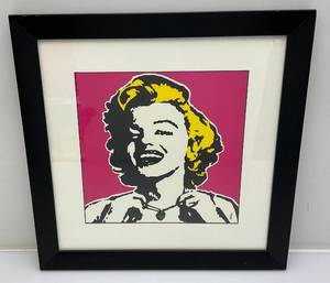 lot 169 image: Vintage Framed Behind Glass Tomas Viana Pop Art Marilyn Monroe Print 18 12 x 18 12