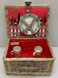 lot 172 image: Picnic Time Brand Picnic Basket (Never Used) Missing Salt & Pepper Shakers And Turn buckle For Latch