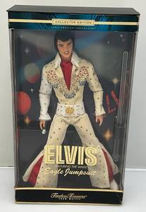 lot 173 image: Vintage Mattel Brand Elvis Presley Collector Edition Figure Featuring The White Eagle Jumpsuit (NIB)