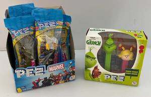 lot 184 image: Vintage Marvel Pez Dispensers In Original Counter Display Box & The Grinch (NIB)
