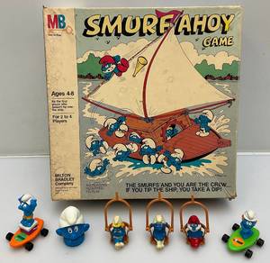 lot 188 image: Vintage Collectible Smurfs & Smurf Ahoy Game In Original Box (Seem Complete)