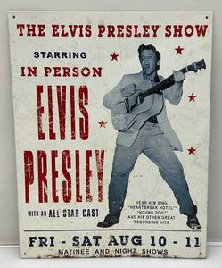 lot 198 image: Vintage Tin Elvis Sign 12 12 x 16