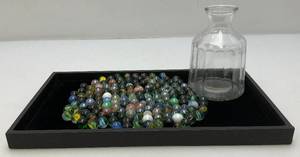 lot 212 image: Misc. Vintage Marbles In Vintage Bottle