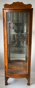 lot 245 image: Vintage Wood Miniature Bow Front Curio Cabinet 19 14 L x 14 x 59 H