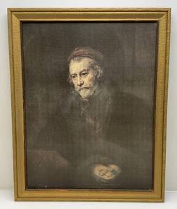 lot 248 image: Vintage Framed An Elderly Man As Saint Paul Rembrandt Giclee Print 25 x 32