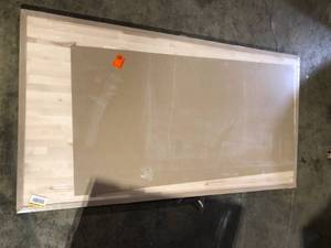 lot 25 image: Hampton Bay  Butcher Block Island Countertop With Square Edge  Customer Returns See Pictures