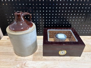 lot 70 image: Humidor and Whiskey Jug