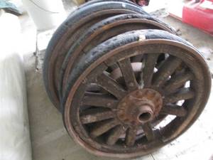 lot 24 image: Set of (4) vintage model A tires wi...