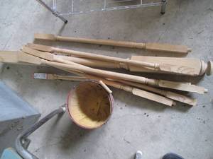 lot 213 image: Assortment of wood balusters and ap...