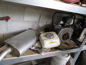 lot 223 image: Automotive muffler, Honda gas tank,...
