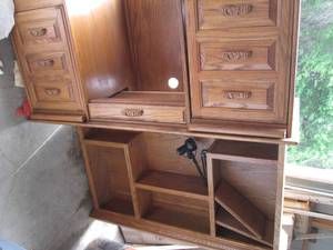 lot 248 image: Solid Hardwood executive 2pc desk a...