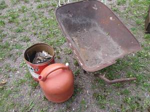 lot 309 image: Vintage all metal wheelbarrow, meta...