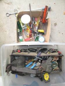 lot 319 image: Plastic storage box with tool bag a...