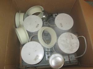 lot 132 image: Box filled with ceiling lights