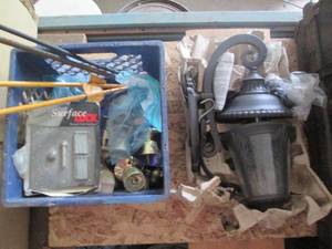 lot 157 image: Plastic milk crate with misc door h...