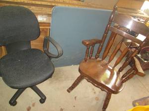 lot 171 image: Folding card table, wood Rocking ch...