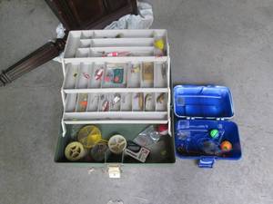 lot 8 image: (2) Assorted size tackle boxes with...
