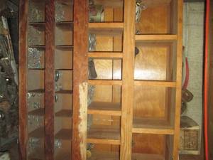 lot 264 image: Wood pigeon hole style benchtop har...