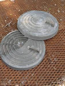 lot 37 image: 2 Galvanized Trash Can Lids With Handles - 18