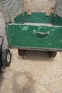 lot 15 image: Wooden Pull Behind Yard Cart with metal frame