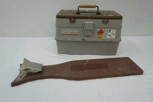 lot 62 image: Tackle Box with tackle and skinning board