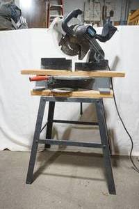 lot 91 image: DeWalt 10 Miter Saw on a stand