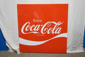 lot 92 image: Metal Coca-Cola Sign 3 square
