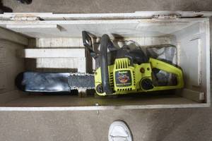 lot 110 image: Poulan Wood shark Model 1950 Chainsaw and Storage Container