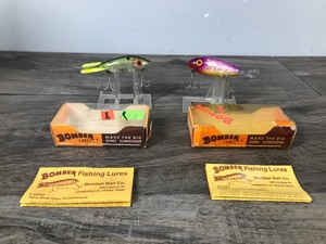 lot 30 image: 2 - Vintage Bomber Fishing Lures in Boxes