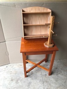 lot 13 image: Small Table - Wall Hanging Shelf - Cup Rack