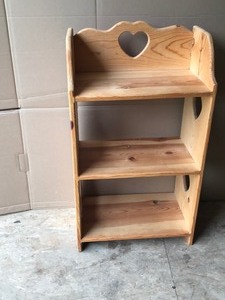 lot 10 image: 3 - Tier Solid Wood Shelf With Heart Cut Outs